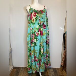Soft Surroundings Tropical Floral Cotton Maxi Dress